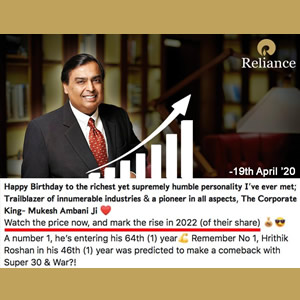 Reliance-in-Compliance with our prediction; made on Mota Bhai’s birthday